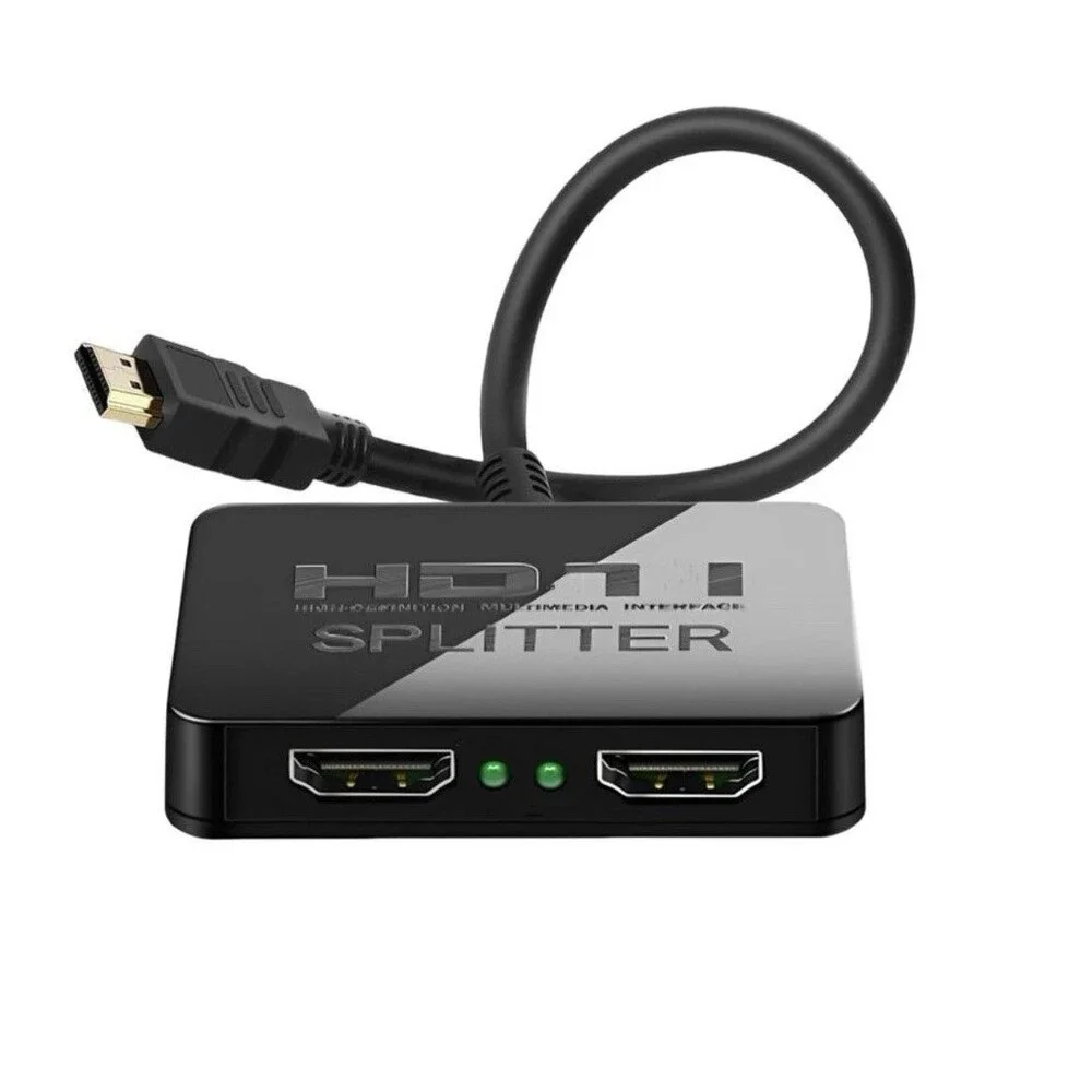 HDMI Splitter 1 in 2 Out 4K with Audio Synchronization, Hub Black